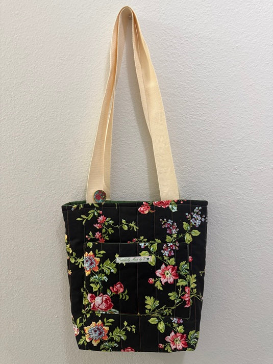 Midnight Blooms Quilted Tote - Medium
