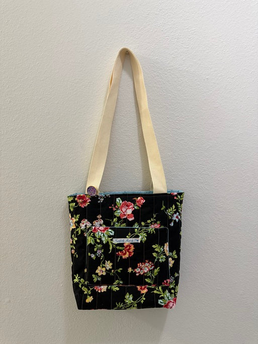 Midnight Blooms Quilted Tote - Medium