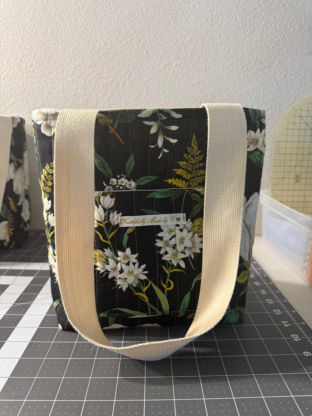 Moon Flower Quilted Tote - Small