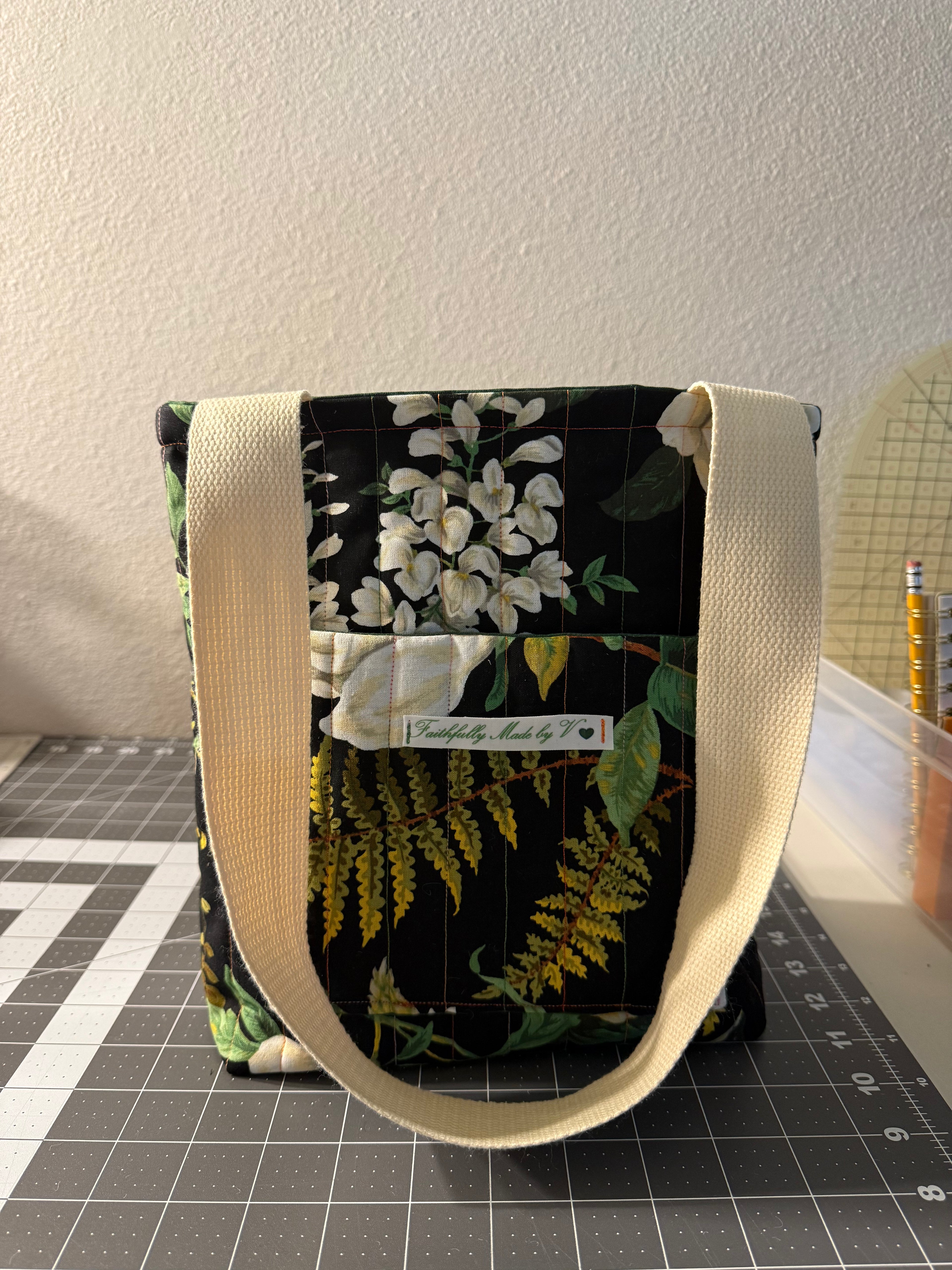 Moon Flower Quilted Tote - Small