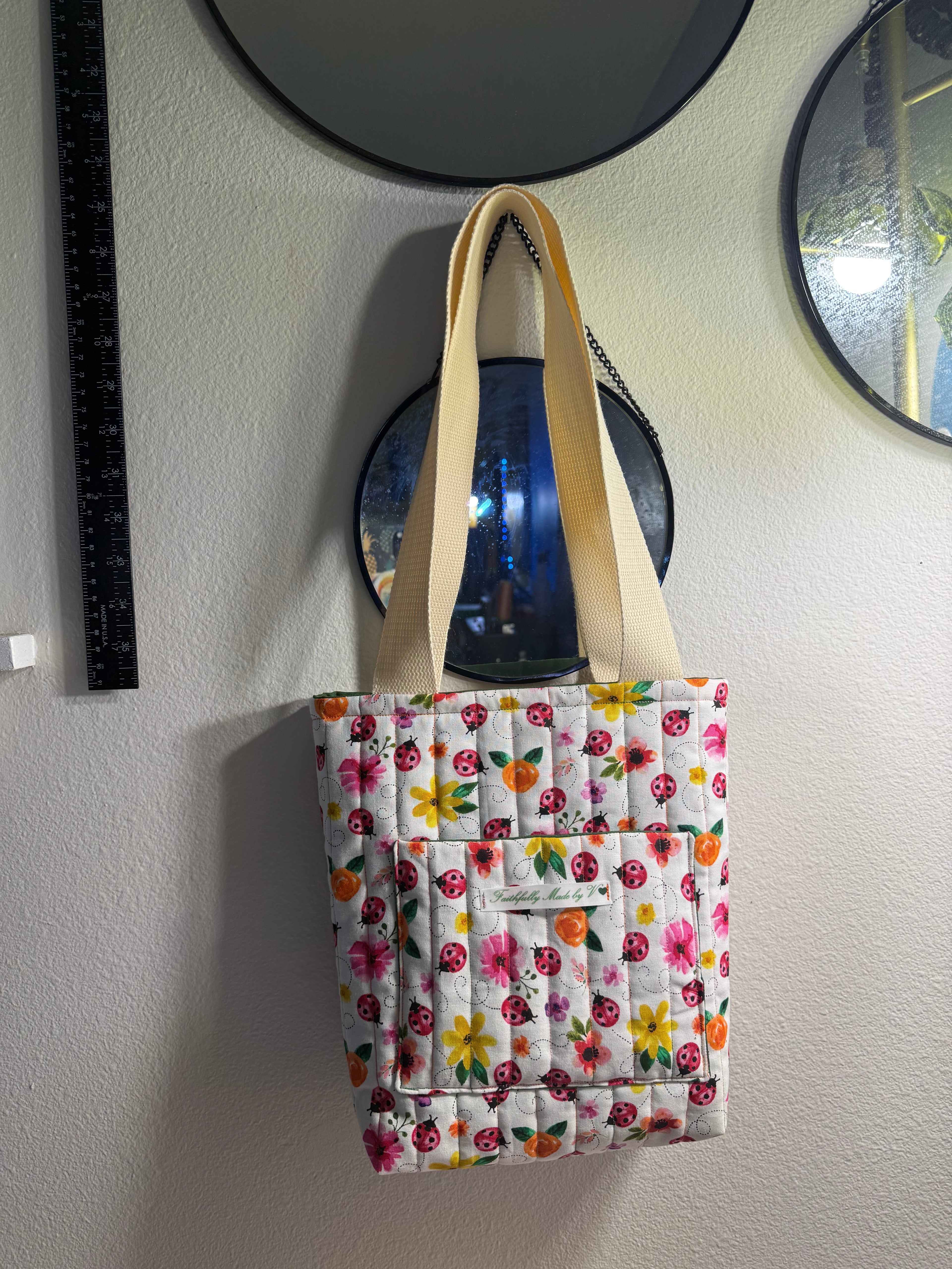 Ladybug Garden Quilted Tote - Small