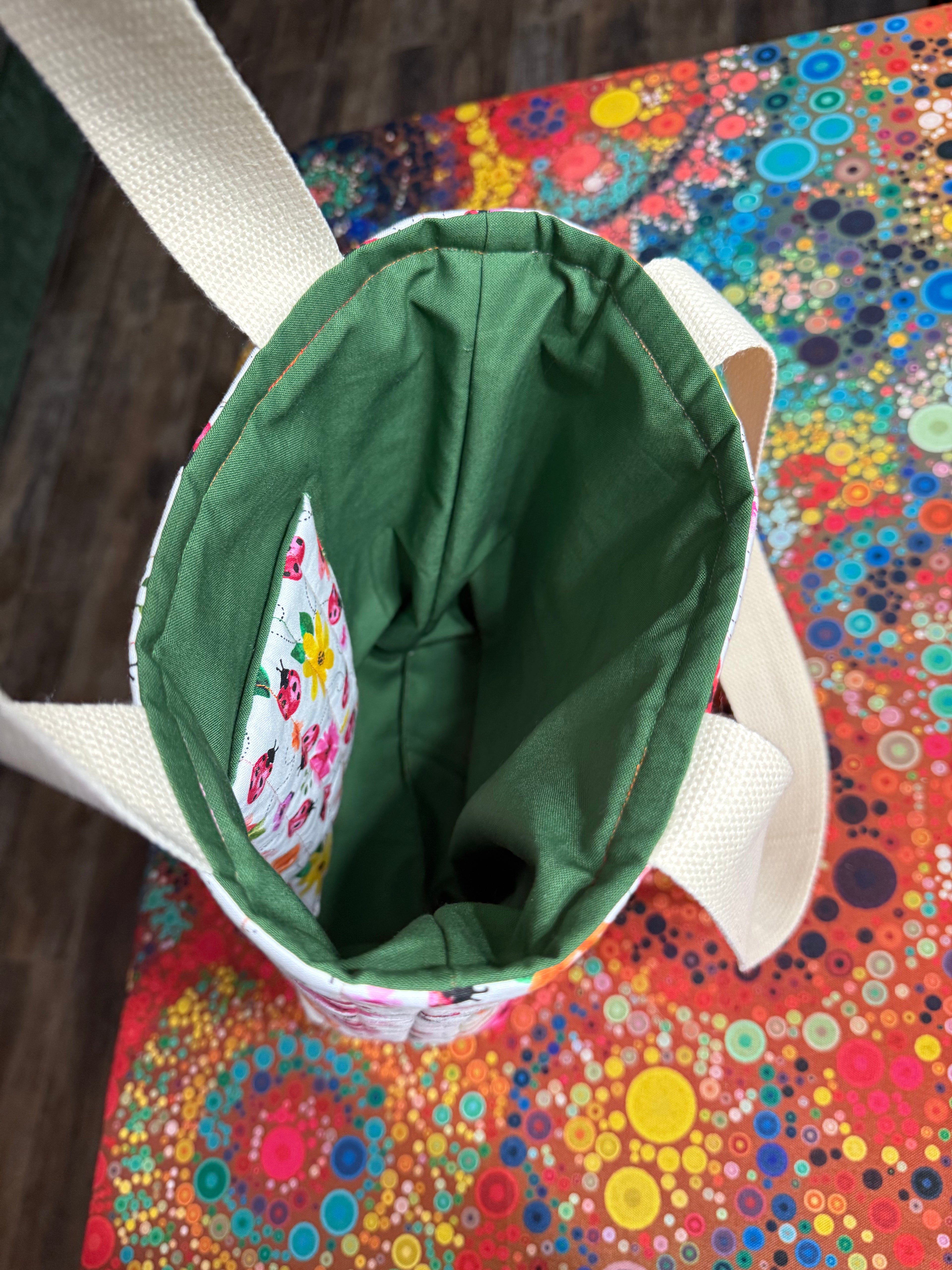 Ladybug Garden Quilted Tote - Small