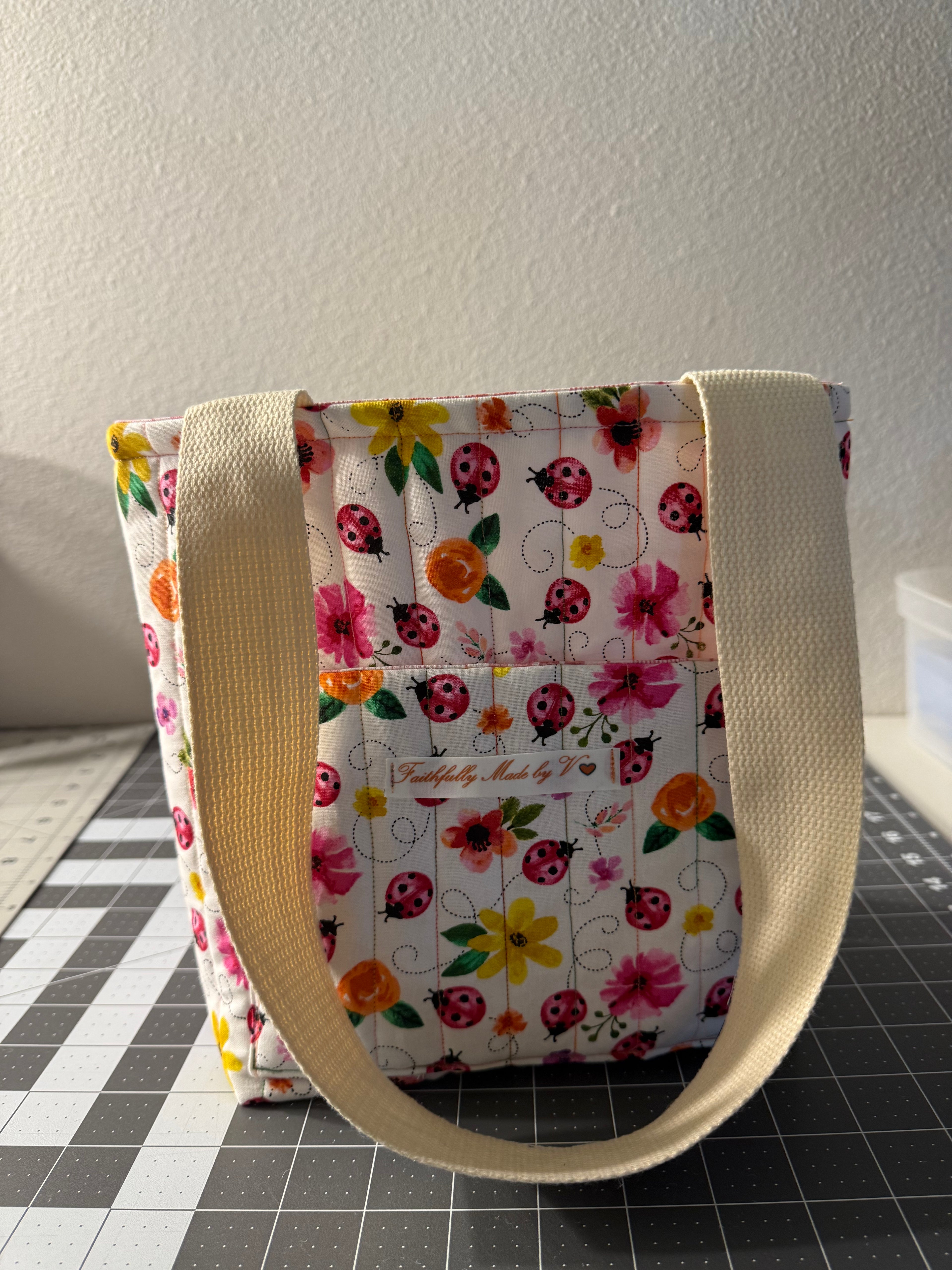 Ladybug Garden Quilted Tote - Small