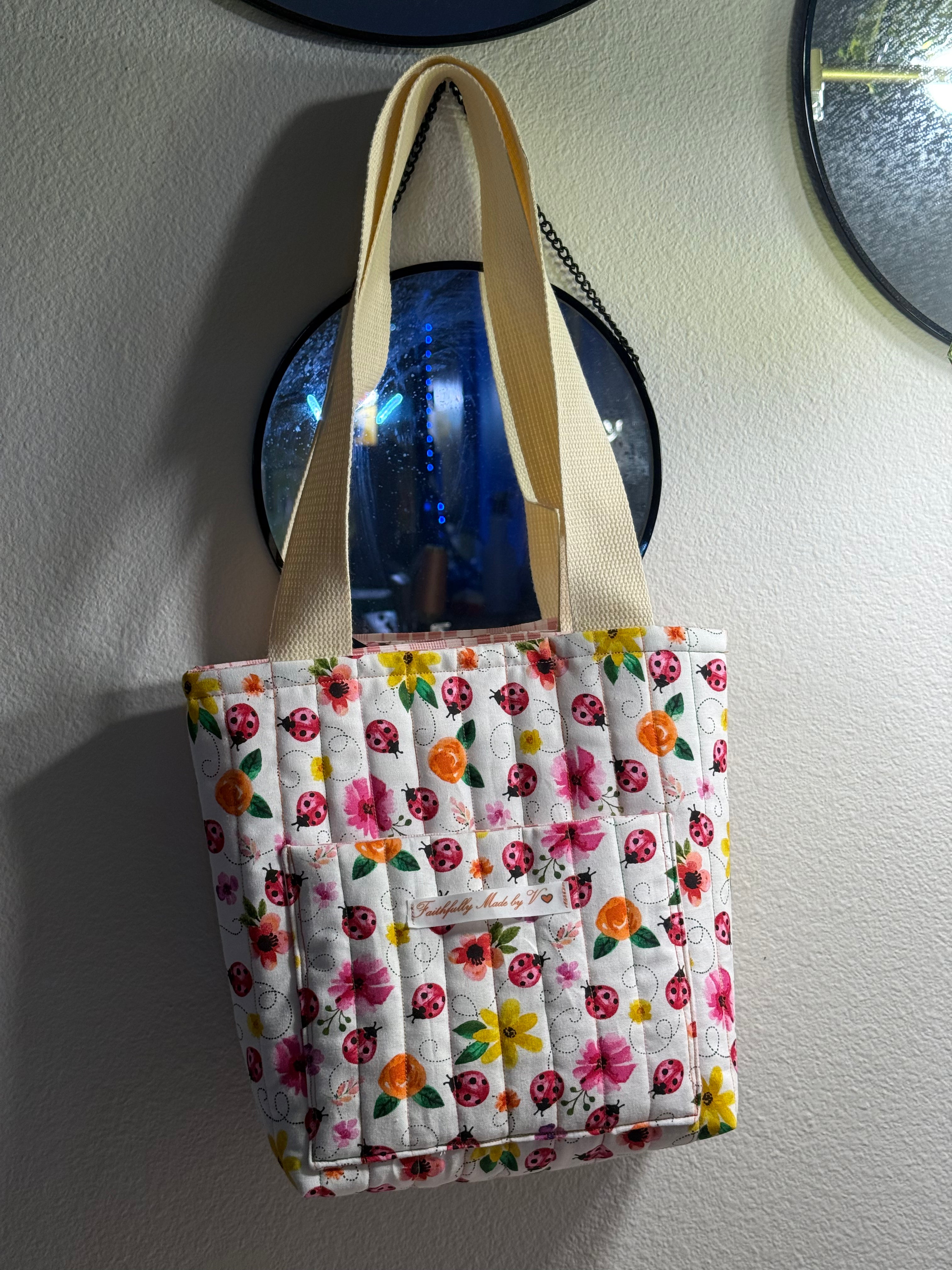 Ladybug Garden Quilted Tote - Small