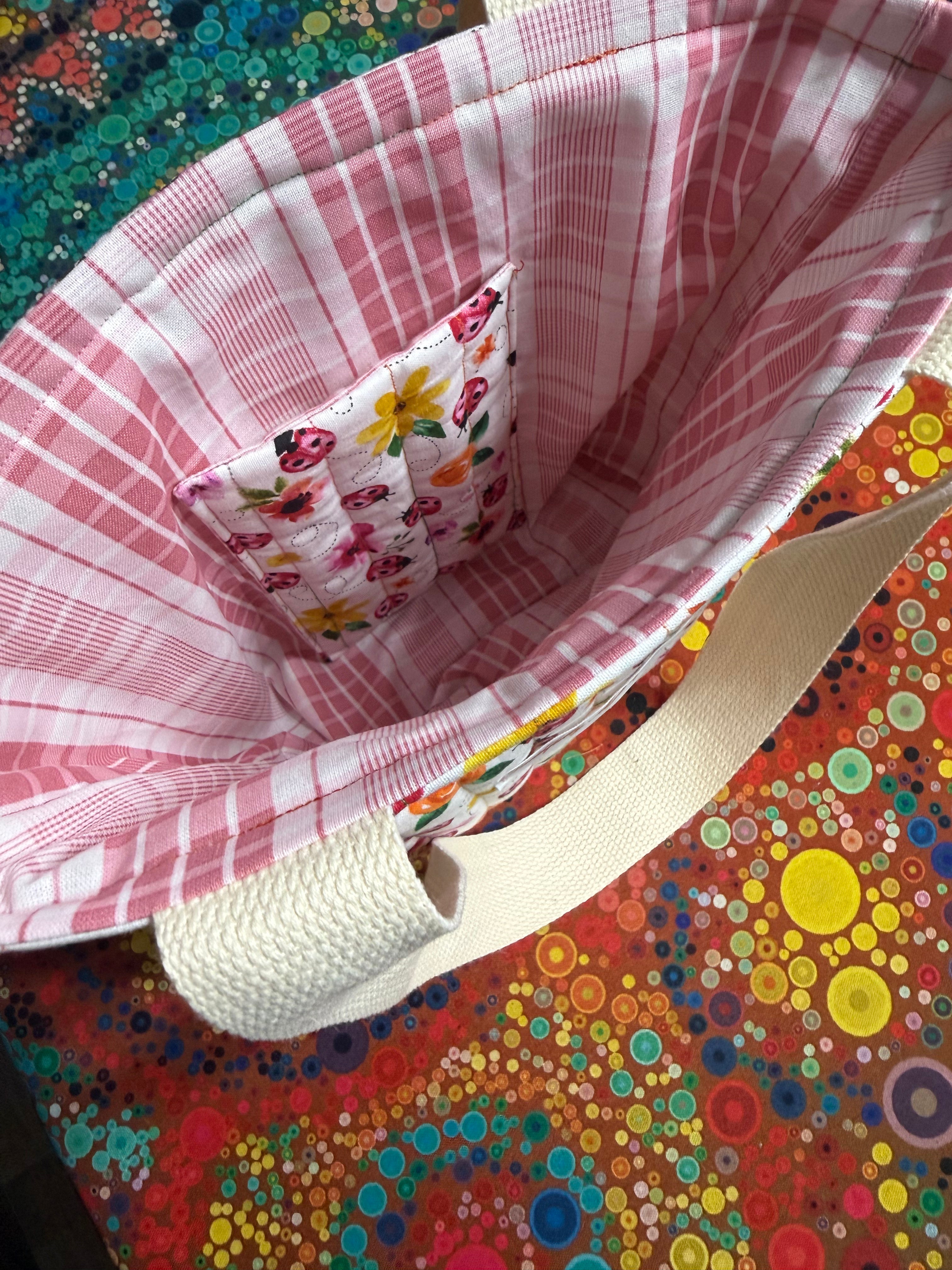 Ladybug Garden Quilted Tote - Small