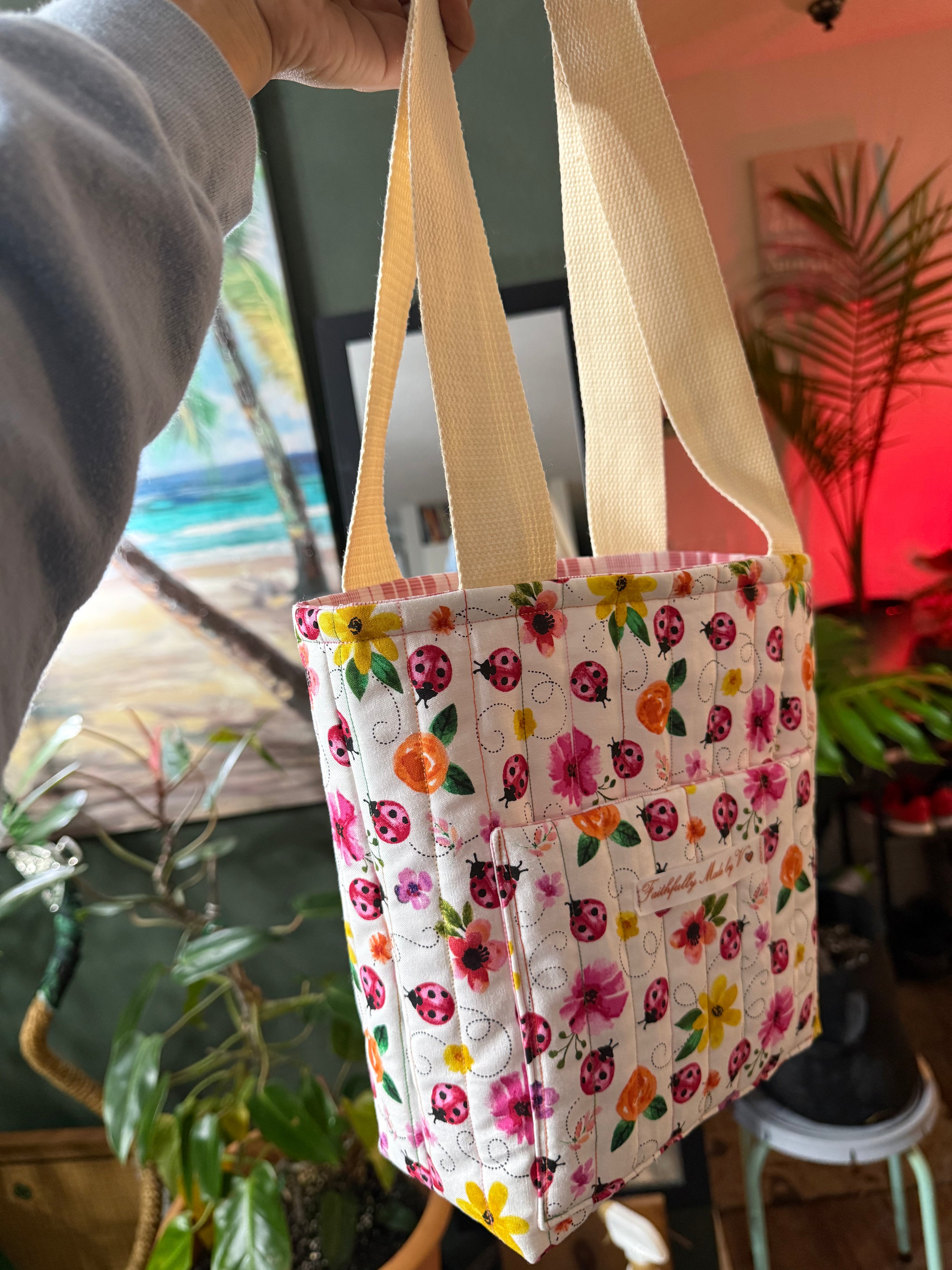 Ladybug Garden Quilted Tote - Small