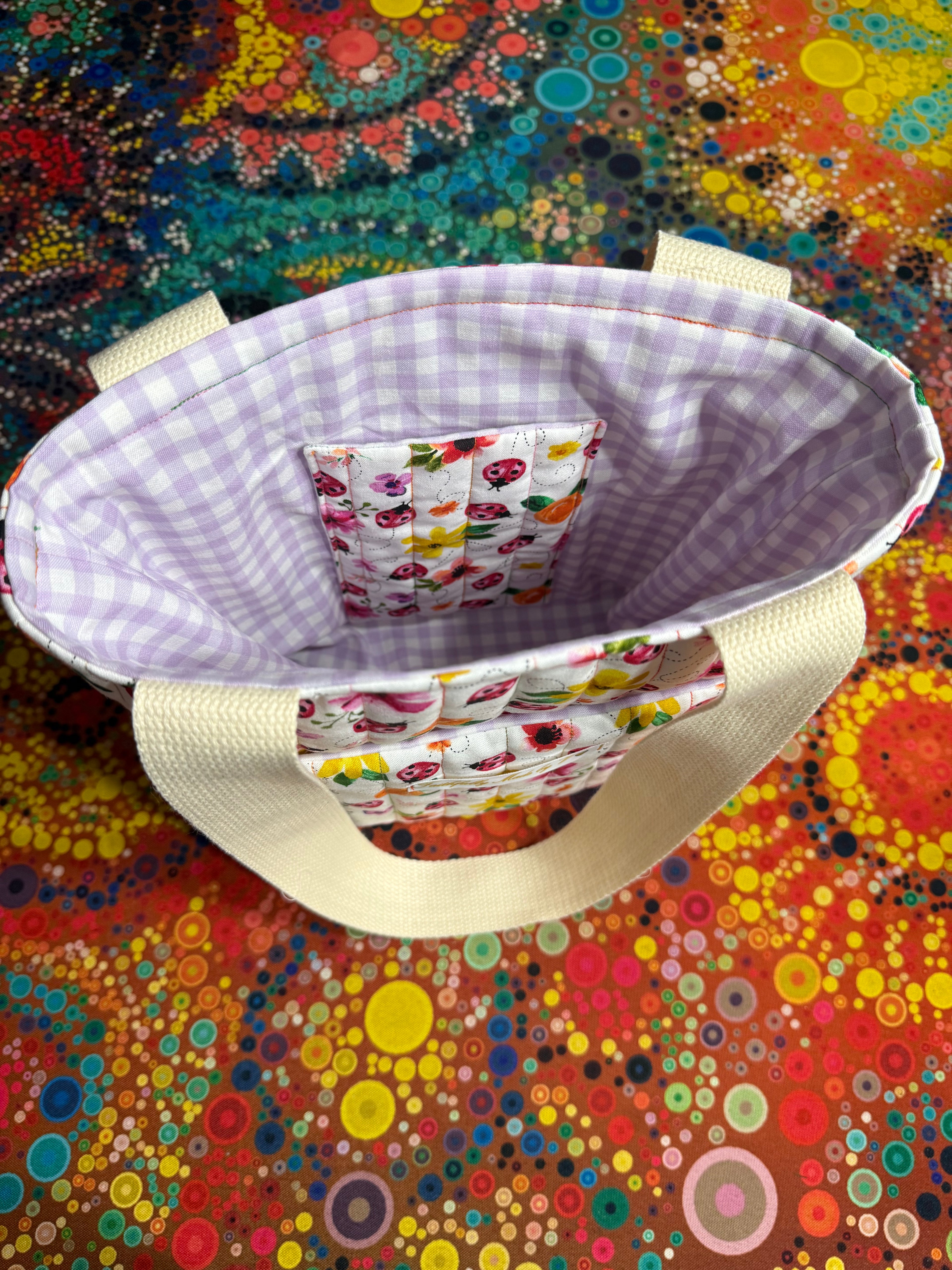 Ladybug Garden Quilted Tote - Small