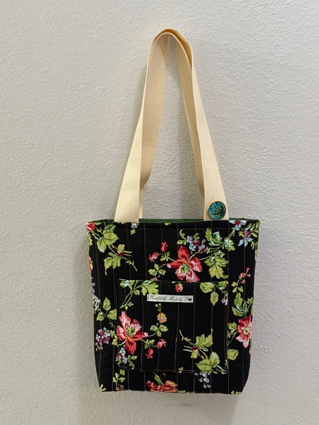 Midnight Blooms Quilted Tote - Small