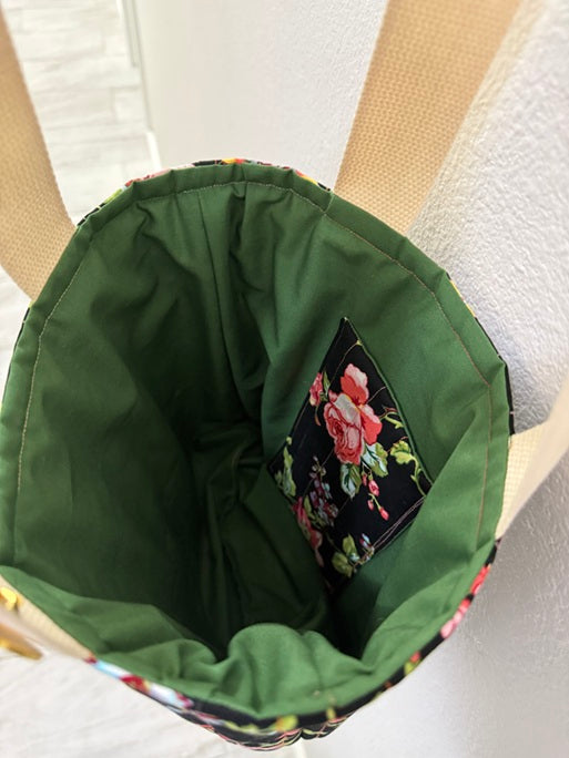 Midnight Blooms Quilted Tote - Small