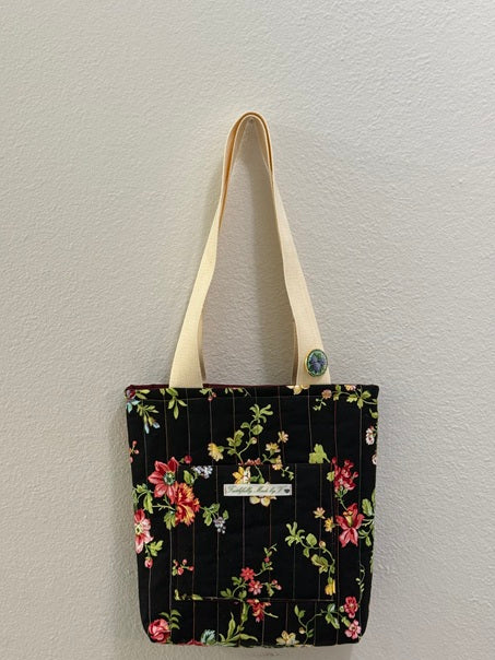 Midnight Blooms Quilted Tote - Small