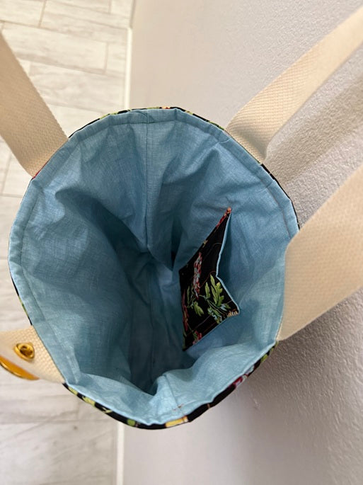 Midnight Blooms Quilted Tote - Small