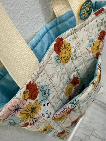 Meadow Flowers Quilted Tote - Small